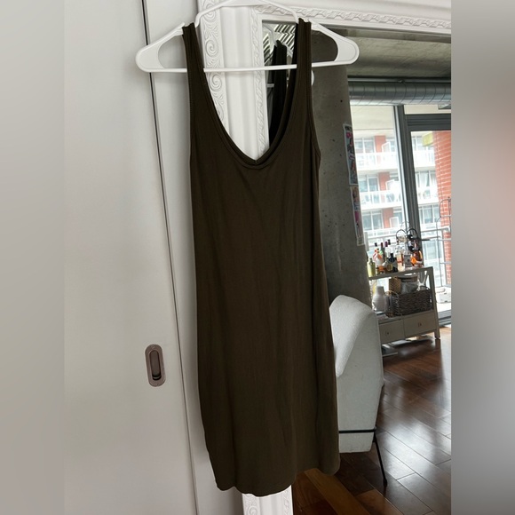 Olive green ribbed Zara tank dress - Picture 5 of 6